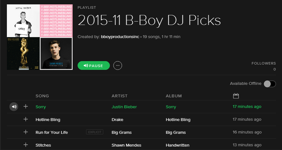 B-Boy DJ Spotify Picks November 2015